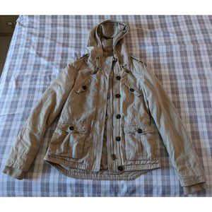 Aéropostale Hooded Parka Utility Jacket (Tan Size Petite Small)
